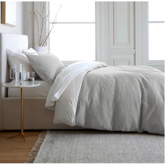 Quince Organic Luxe Honeycomb Duve Cover Set King/Cal KIng Light Gray NWOT#33 - Picture 4 of 7